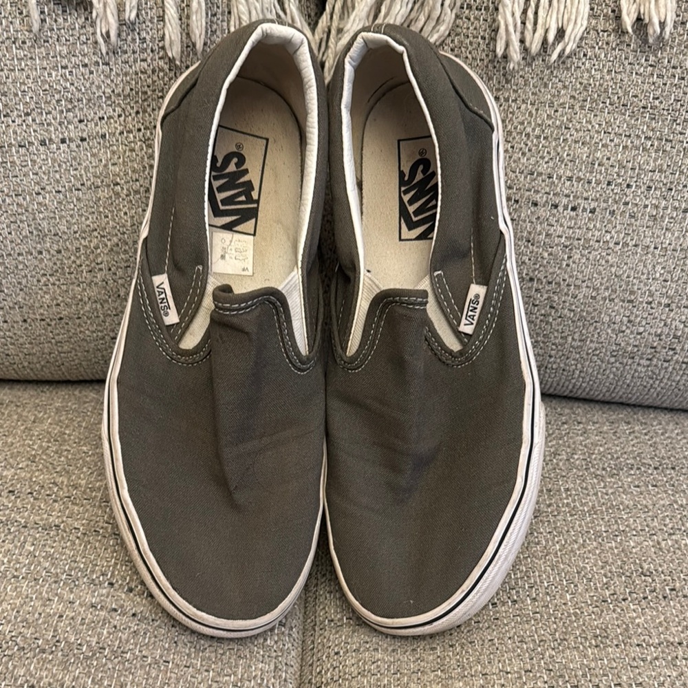Vans Gray Athletic Shoes Slip-On Canvas